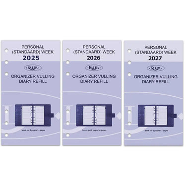 6217-25-26-27 170 x 95 mm Personal Agenda Organizer Refills Weekly NL EN 2025 2026 2027